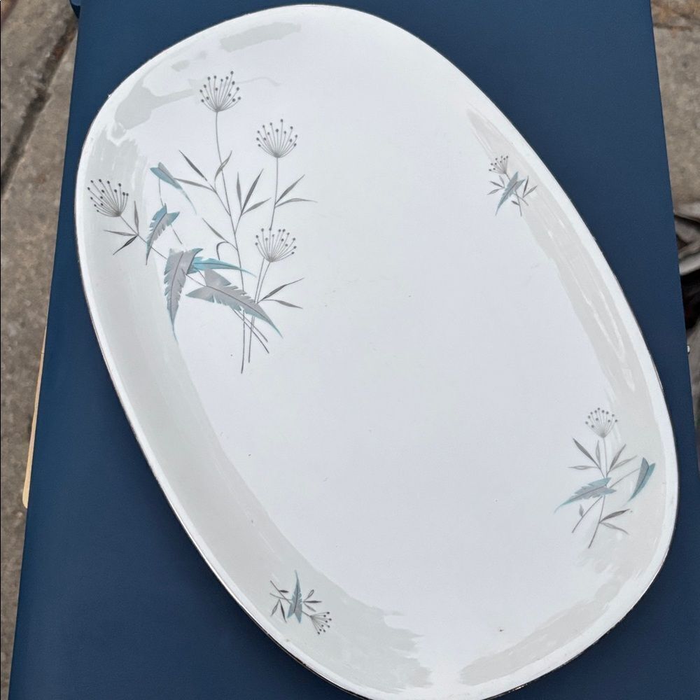 MCM Vintage White and Blue Floral Serving China Platter